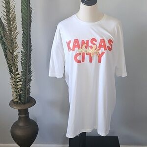 Kansas City Chiefs Lightweight White Tee with Red and Yellow Graphics NWOT